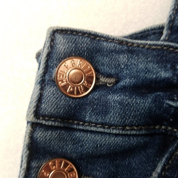 Celebrity Pink Distressed Jean Overalls Dress S - Picture 5 of 12